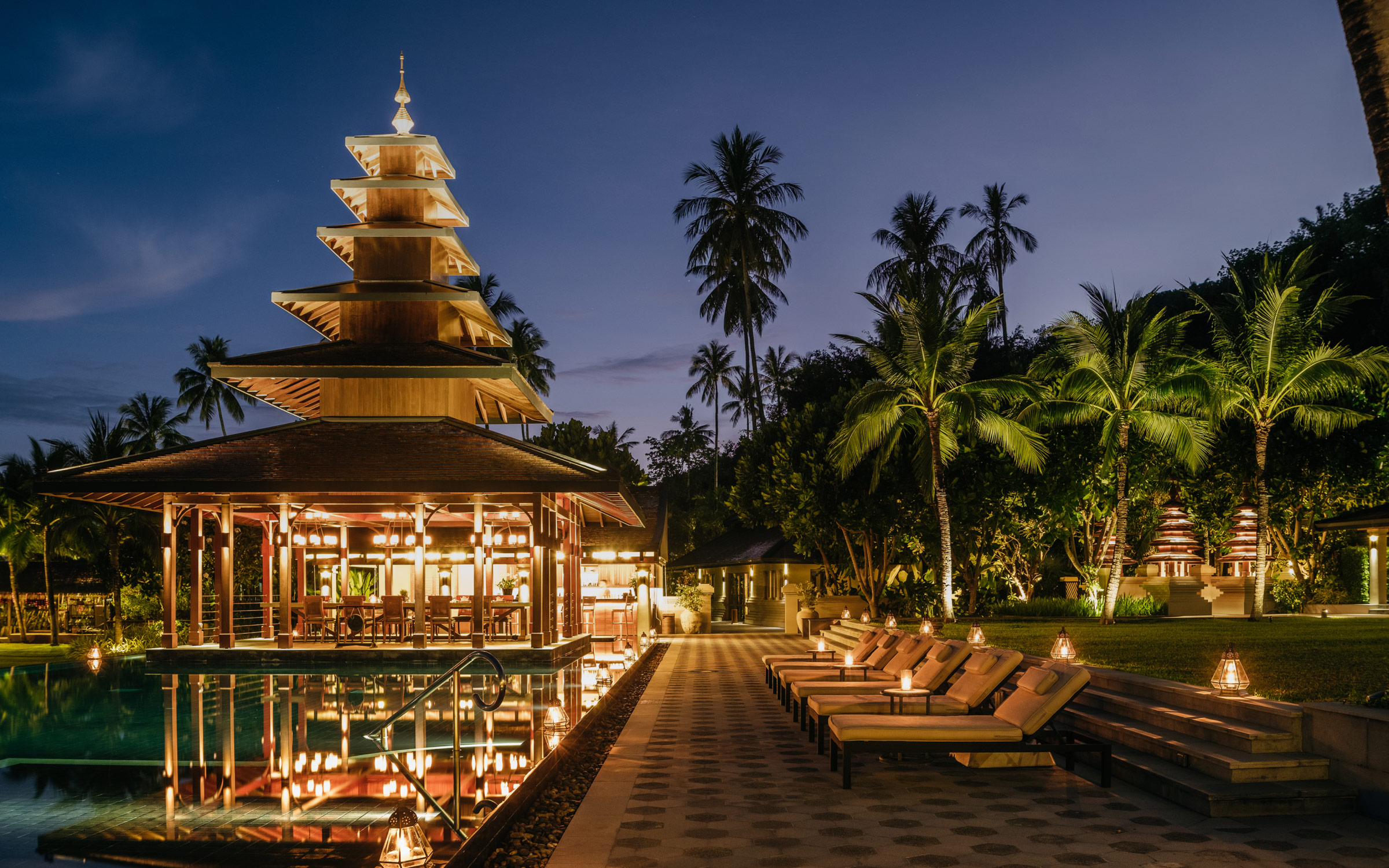 Ani Thailand Resort Dining Pavilion At Night